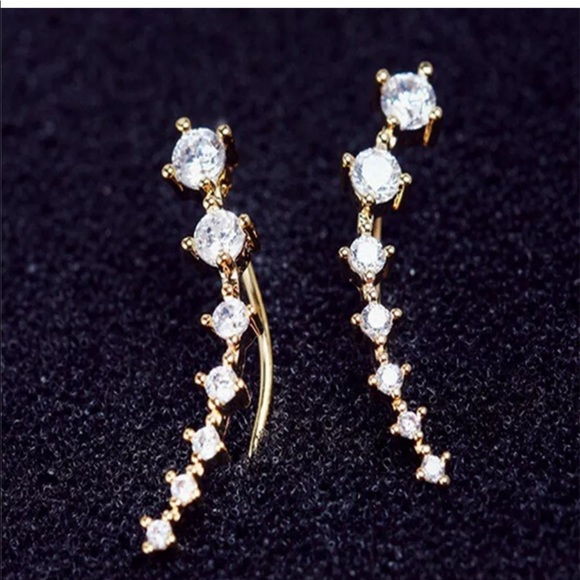 Women fashion rhinestone gold crystal earring hook - Picture 2 of 3
